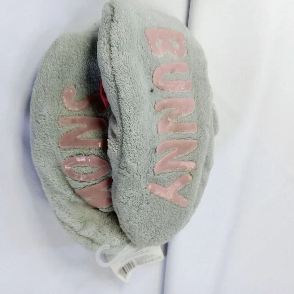 Bunny Sherpa Lined Gripper Slippers Non-Slip Warm Fuzzy Fur NWT Girls sz: 7-3